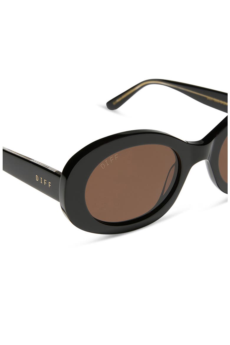 Lainey 52mm Polarized Oval Sunglasses, Alternate, color, BLACK / BROWN