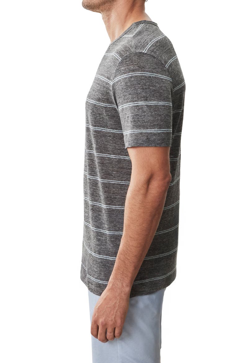 Folsom Short Sleeve Stripe Linen Blend T-Shirt, Alternate, color, CHARCOAL