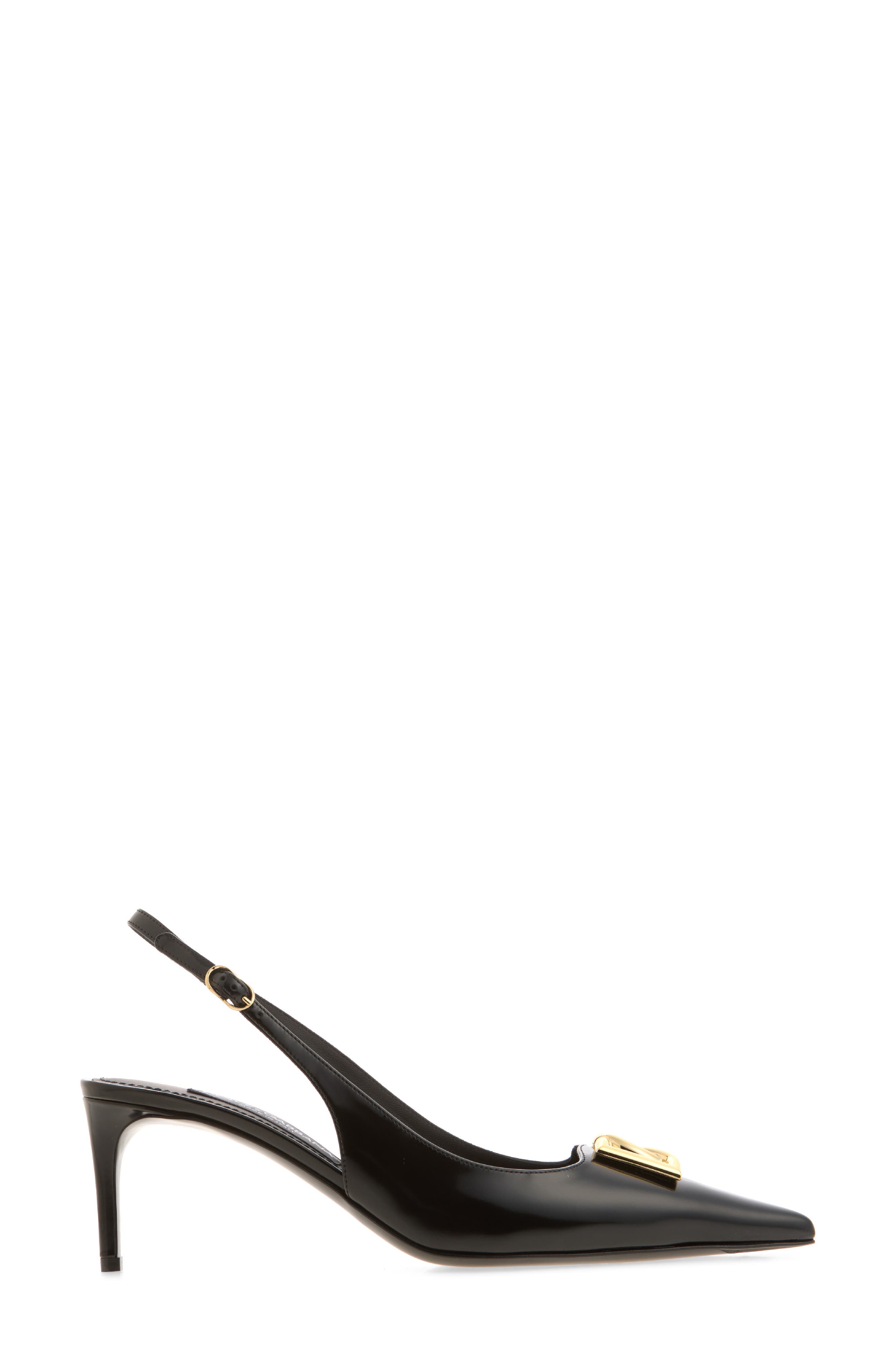 DG Logo Pointed Toe Slingback Pump, Alternate, color, BLACK