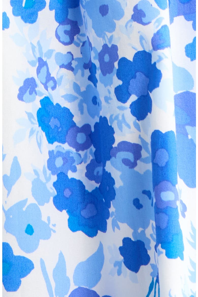 Carli Floral Alessi Puff Sleeve Cotton Midi Dress, Alternate, color, WHITE-BLUES-MULTI