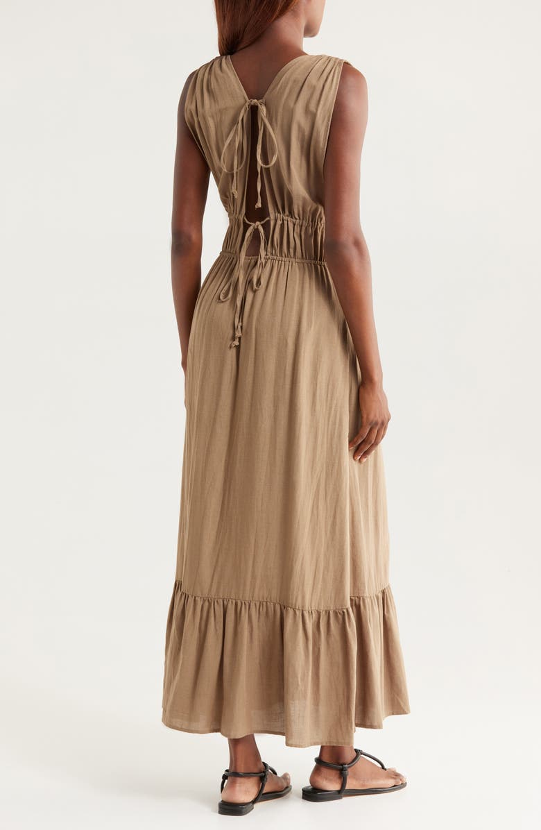 Nordstrom Ruched Plunge Maxi Cover-Up Dress, Alternate, color, Olive Covert