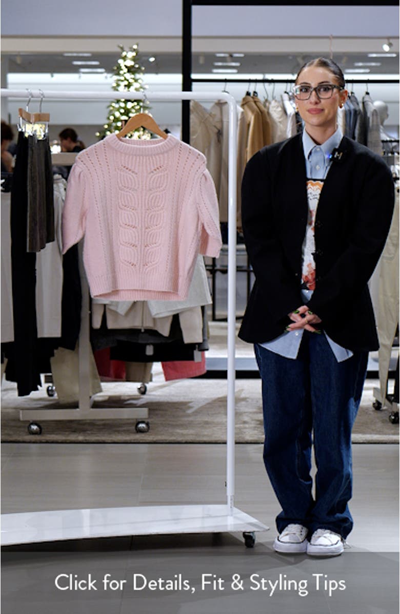 Campbell Pointelle Puff Sleeve Merino Wool Blend Sweater, sales video thumbnail