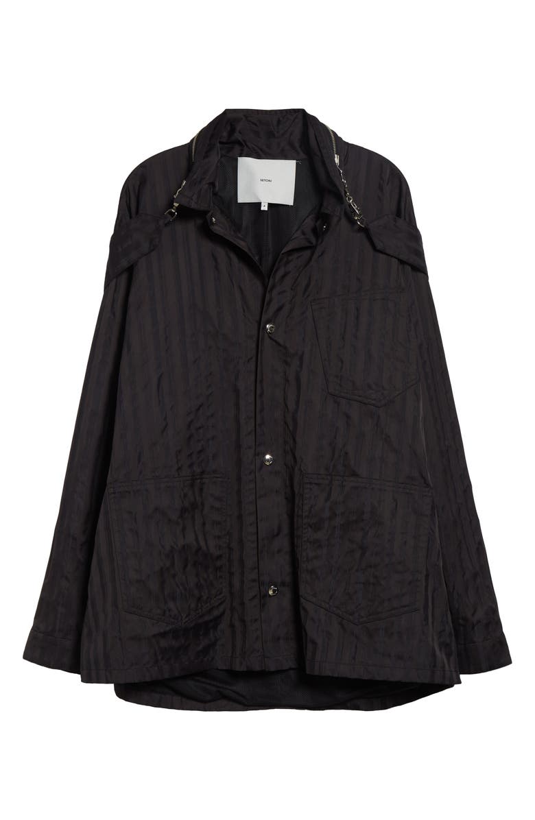 SETCHU Rain Stripe Work Bag Shirt Jacket, Main, color, Black Rain Stripe