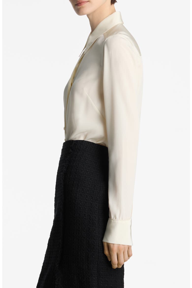 Silk Snap-Up Shirt, Alternate, color, ECRU