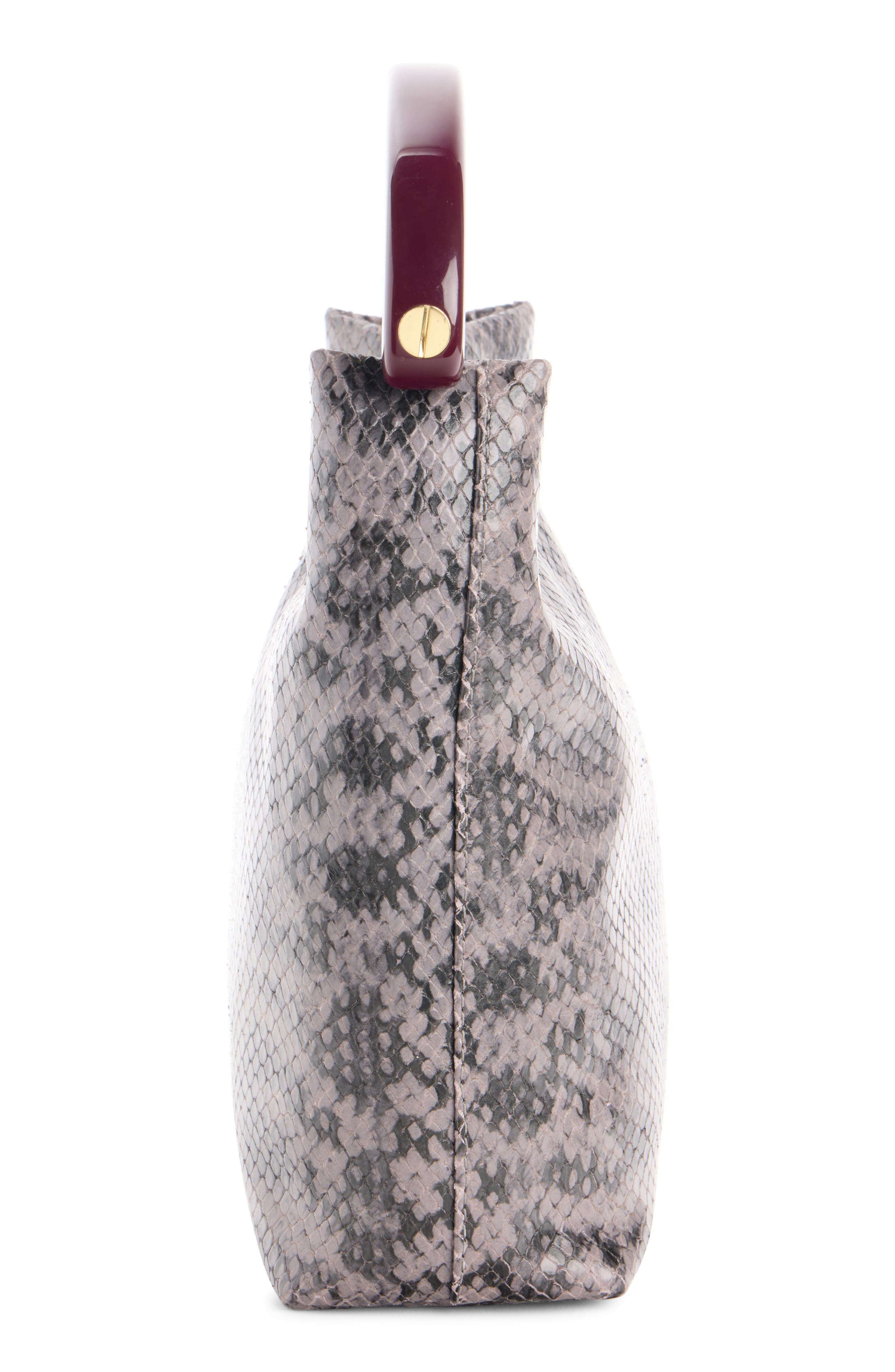 Micro Snakeskin Print Leather Handbag, Alternate, color, TAUPE 811