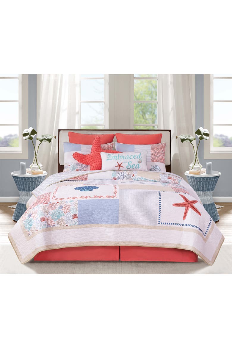 Coral Haven Full/Queen3-Piece Quilt Bedding Set, Alternate, color, Red