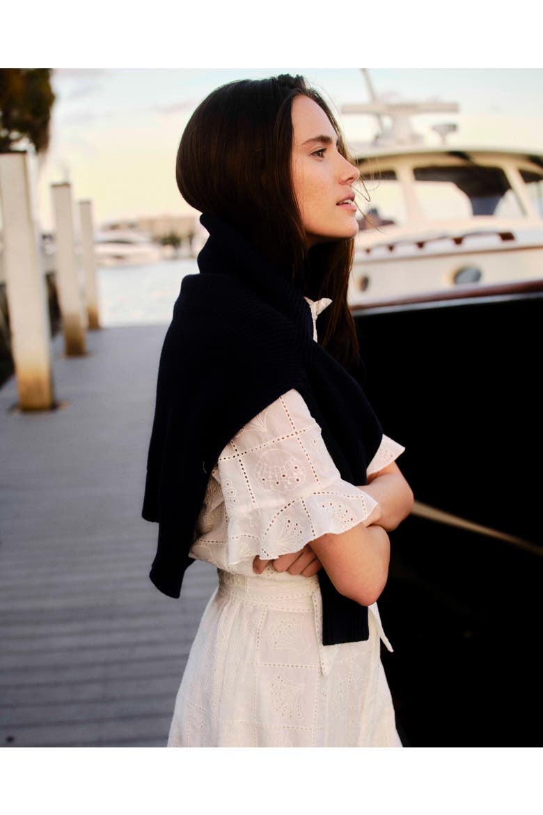 Aria Eyelet Midi Dress, Alternate, color, Soft White