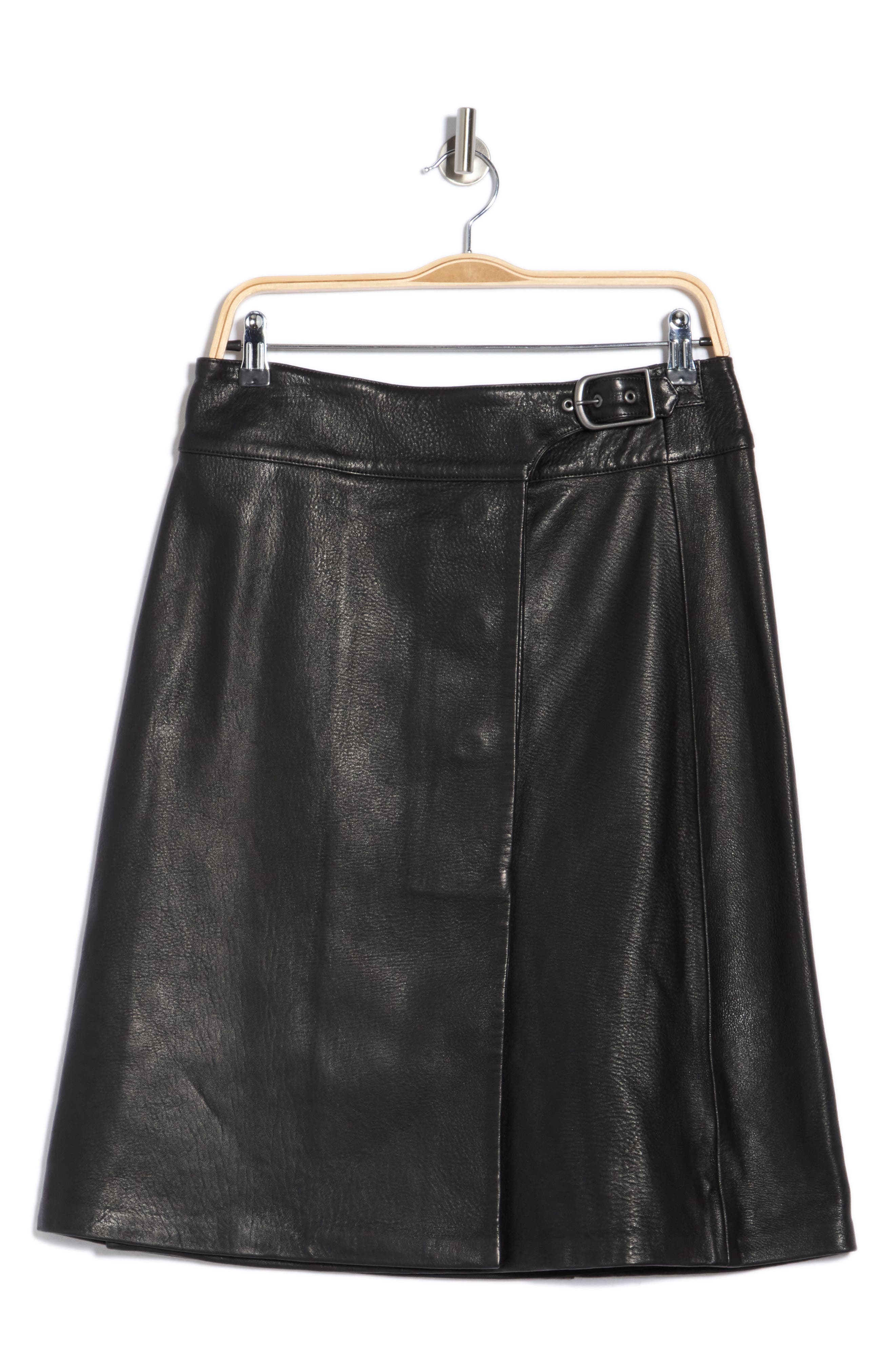 Raddix Belted Leather Midi Skirt
