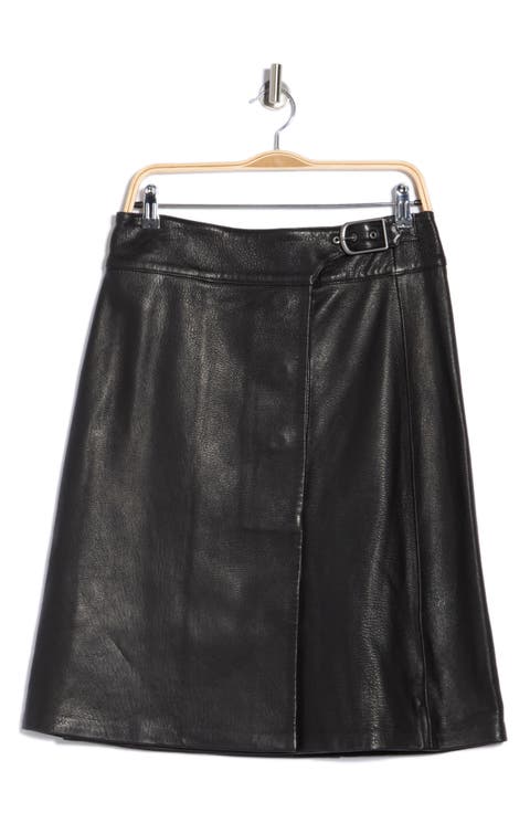 Raddix Belted Leather Midi Skirt
