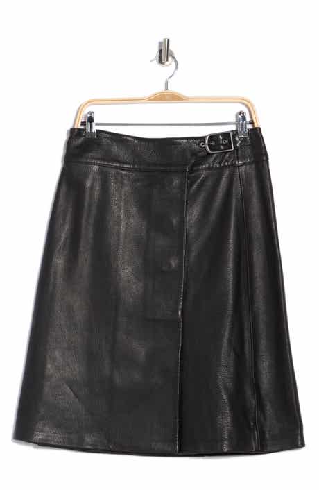 Raddix Belted Leather Midi Skirt