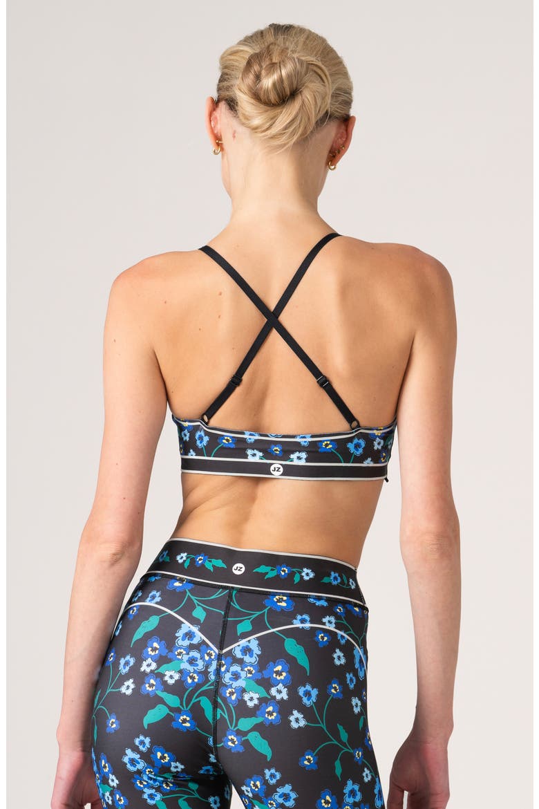 Garden Nocturne Sports Bra, Alternate, color, Black