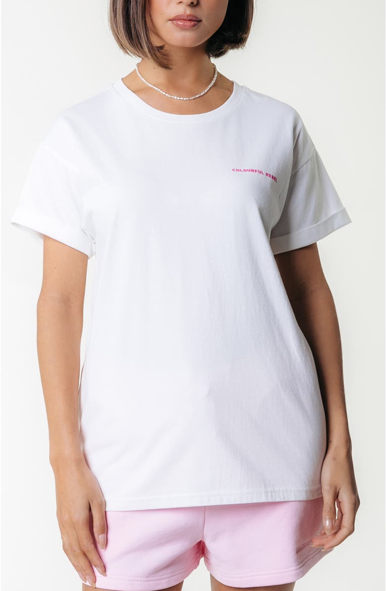 Colourful Rebel Flower Square Boxy Tee, Alternate, color, Standard White