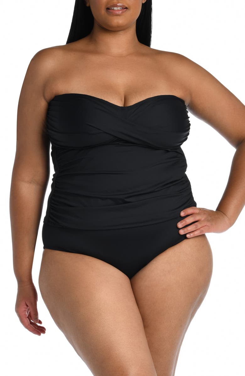 La Blanca Island Goddess Twist Tankini Top, Alternate, color, Black