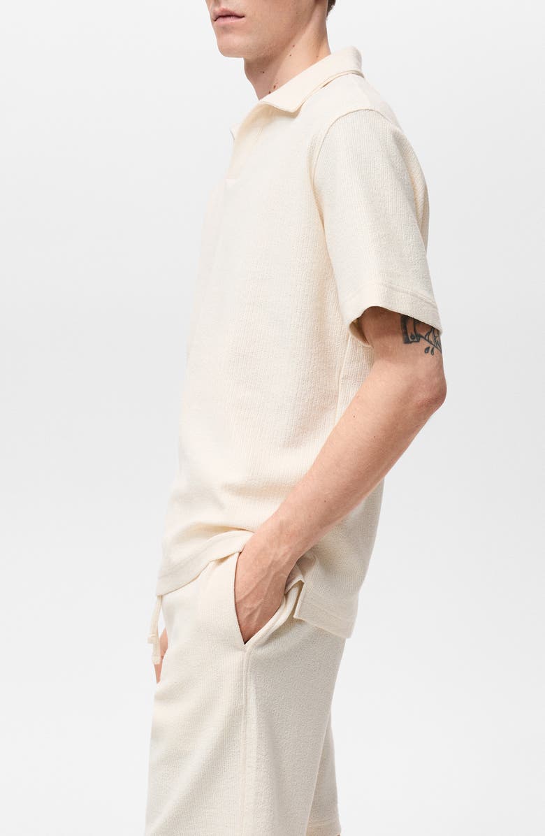 MANGO Ribbed Structure Cotton Blend Polo, Alternate, color, 