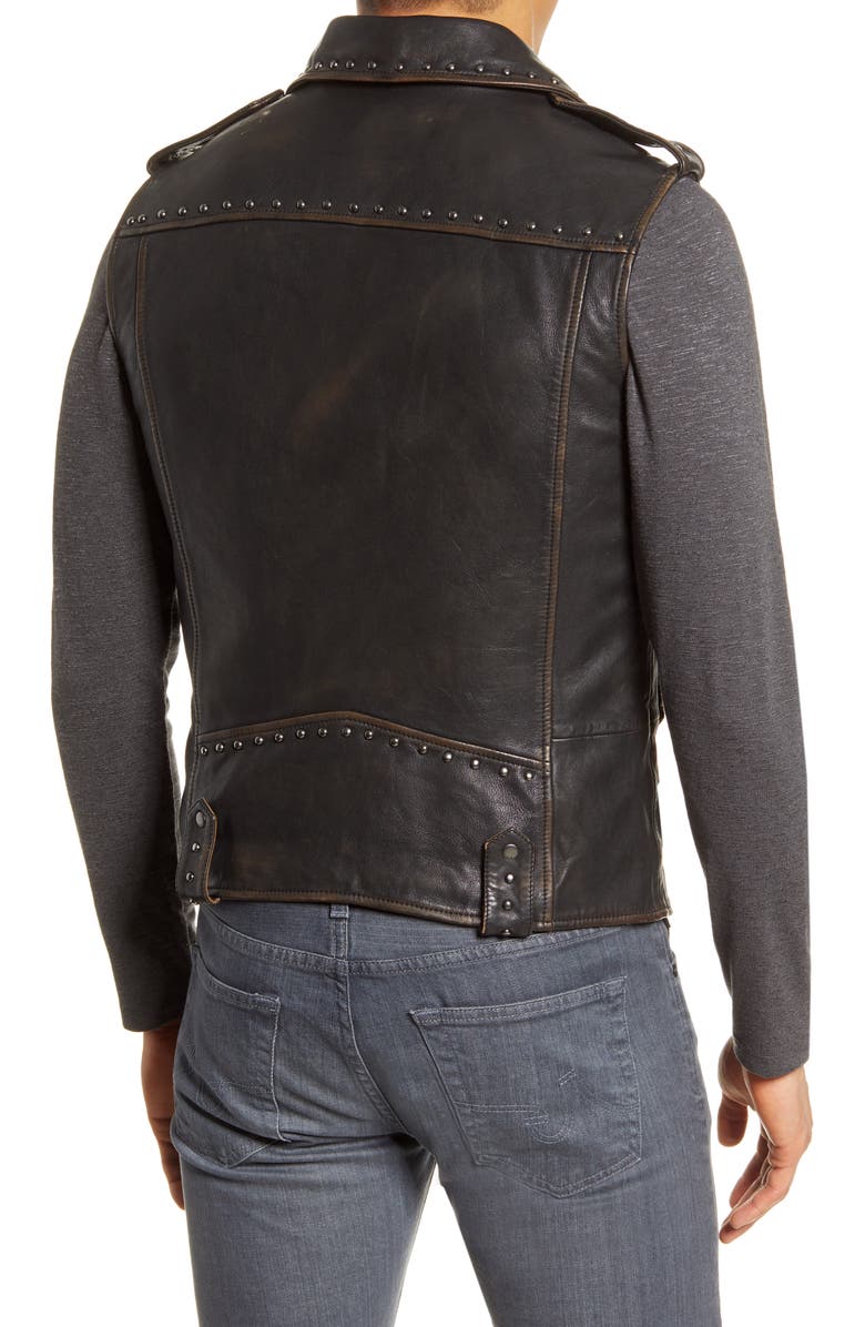 John Varvatos Star USA Bruce Leather Biker Vest, Alternate, color,