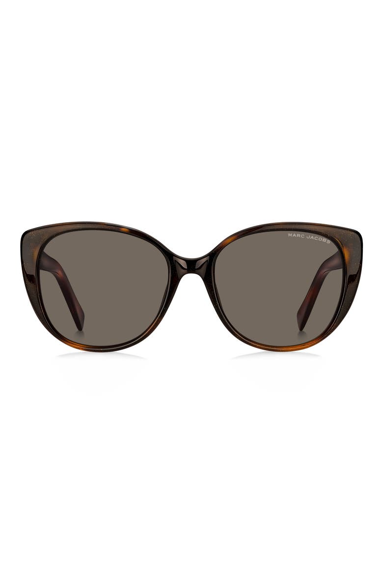 54mm Rounded Cat Eye Sunglasses, Main, color, HAVANA GLITTER