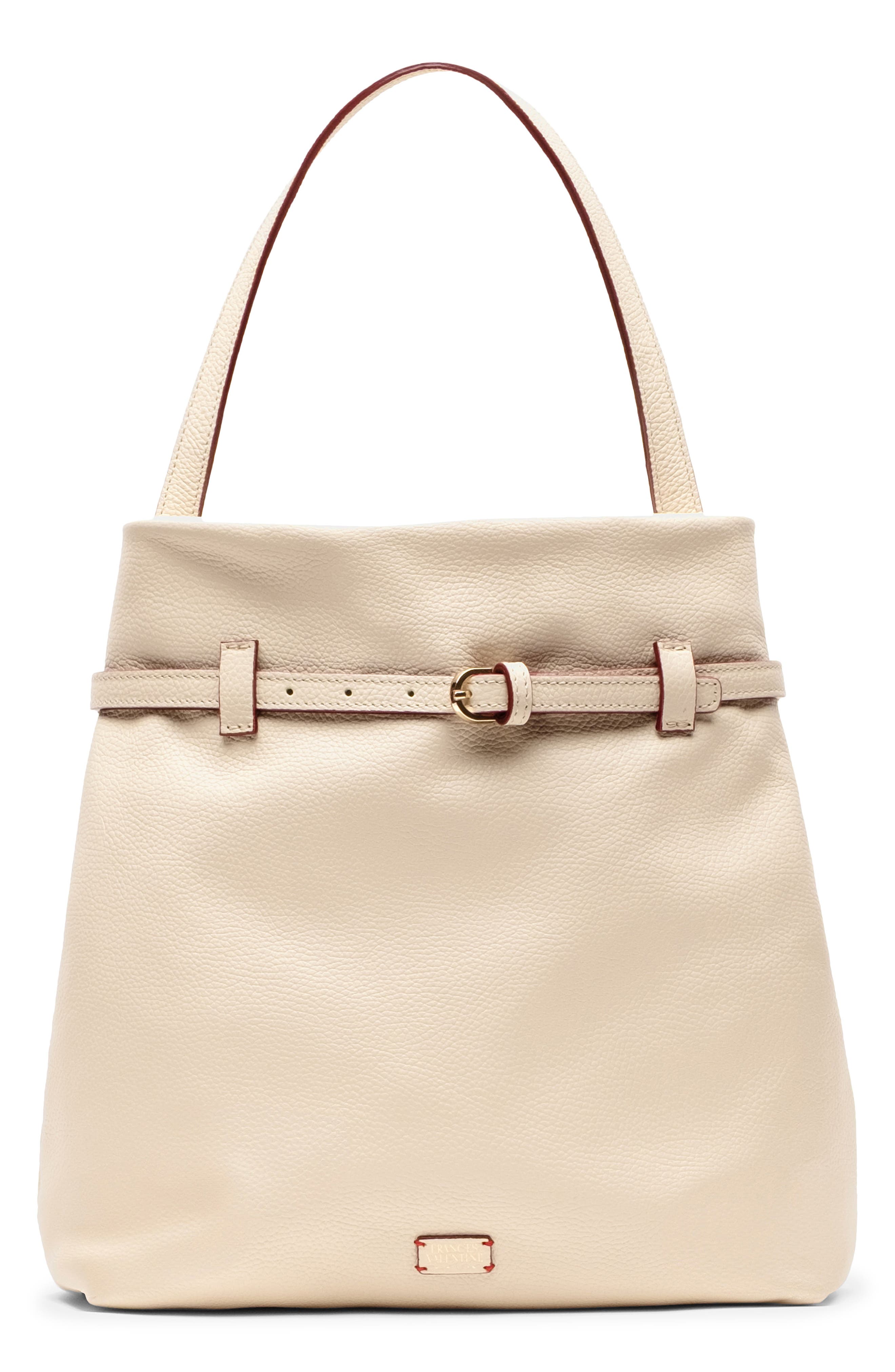 Frances Valentine Charlie Leather Shoulder Bag, Main, color, Oyster