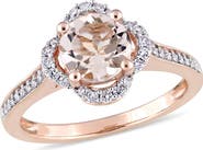 Julianna B. Morganite & Diamond Quatrefoil Halo Ring 14k