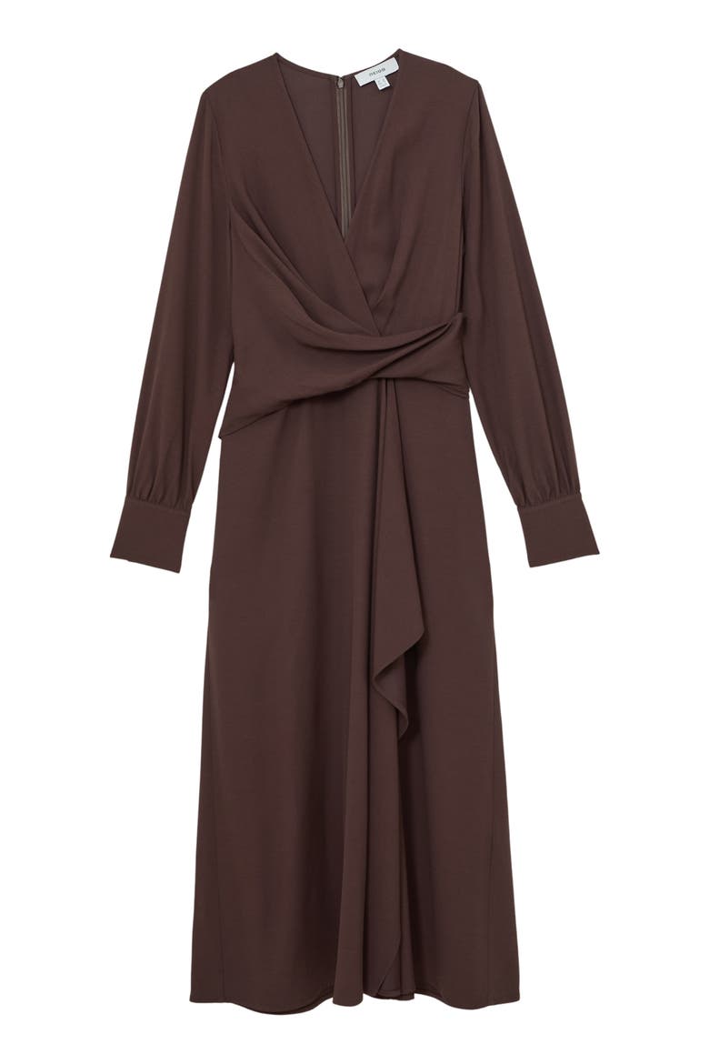 Mira Drape Detail Long Sleeve Dress, Alternate, color, BURGUNDY