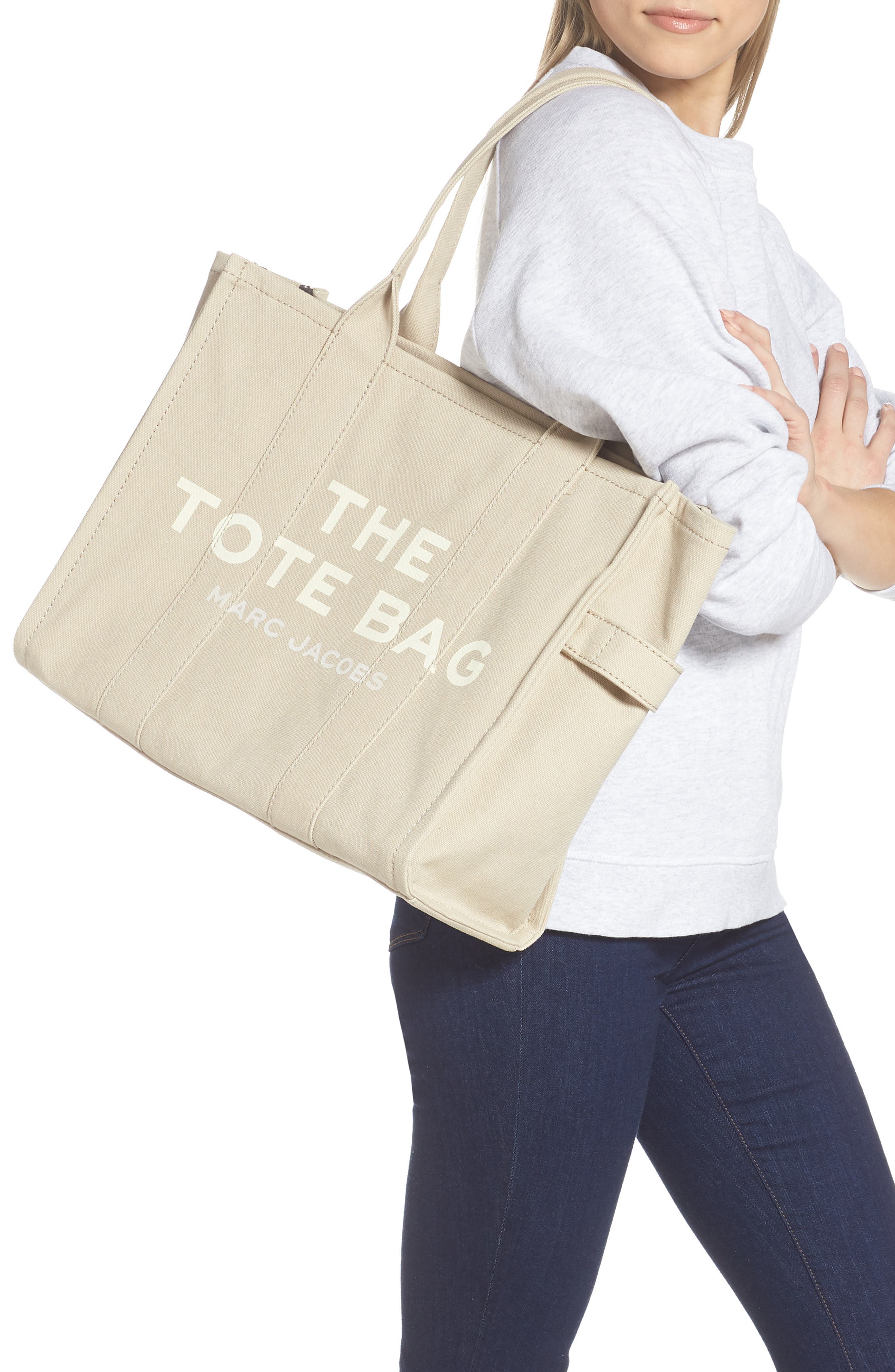 The Canvas Large Tote Bag, Alternate, color, BEIGE