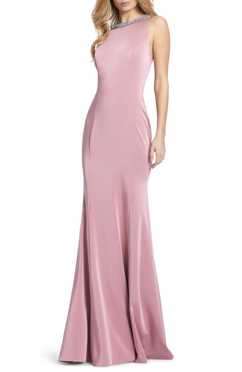 Embellished Neck Trumpet Gown