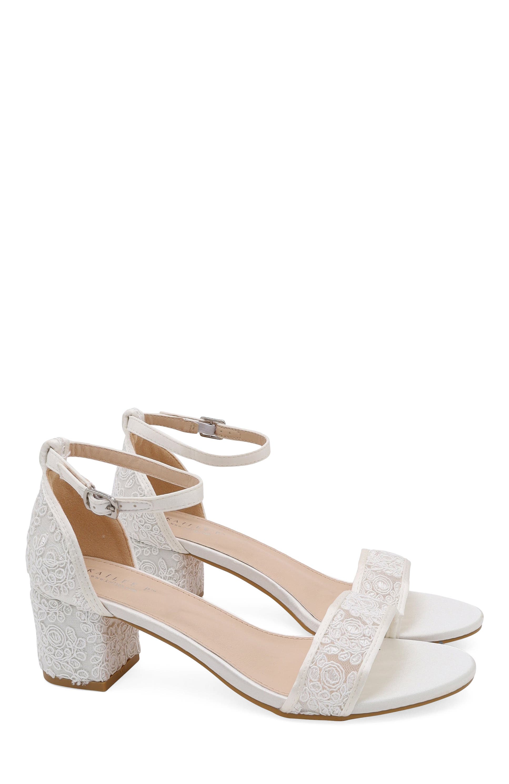 Jackie Crochet Lace Block Heel Sandals, Main, color, White