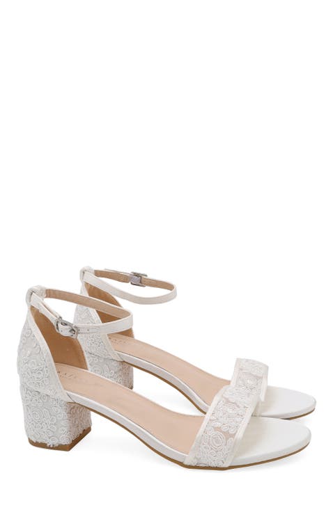 Jackie Crochet Lace Block Heel Sandals