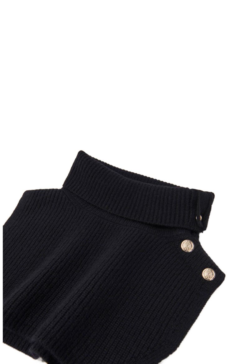 Button-up wool mix collar wrap, Alternate, color, Black