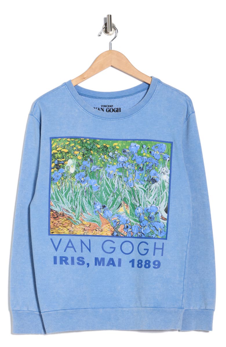 Philcos Van Gogh Iris Mai Crewneck Sweatshirt, Alternate, color, Blue - Carolina