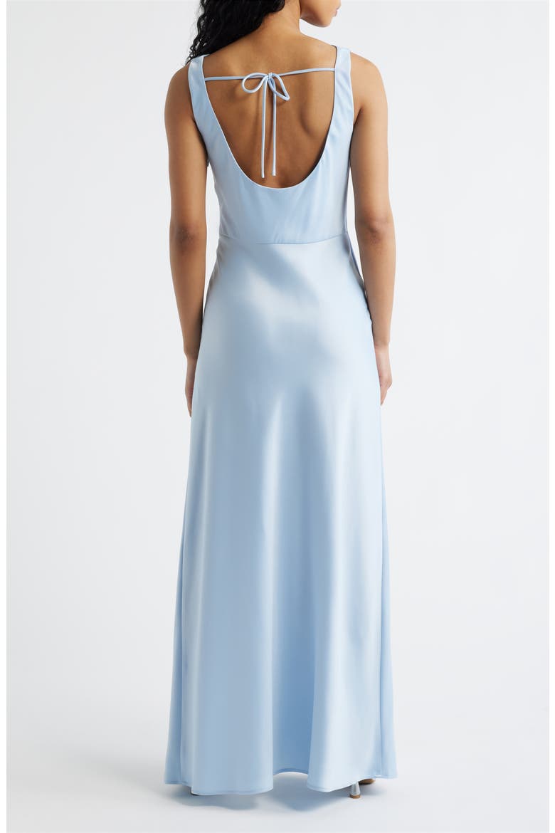 Lea Cowl Neck Satin Gown, Alternate, color, LIGHT BLUE
