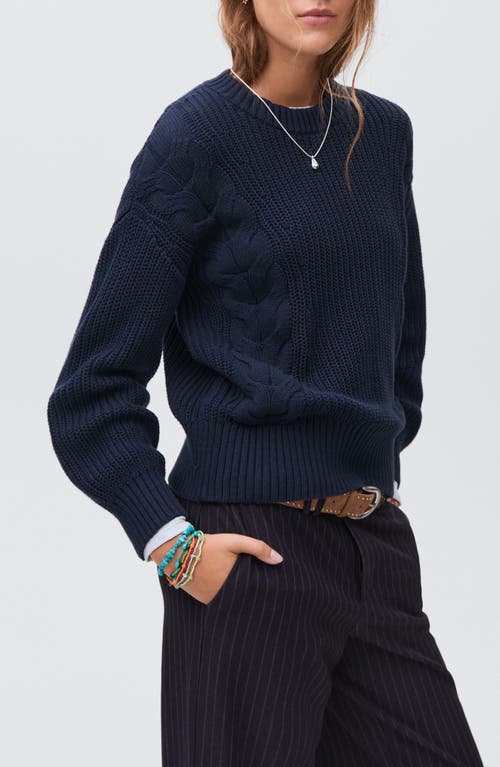 Mango Teen Chunky Cotton Cable Sweater In Blue