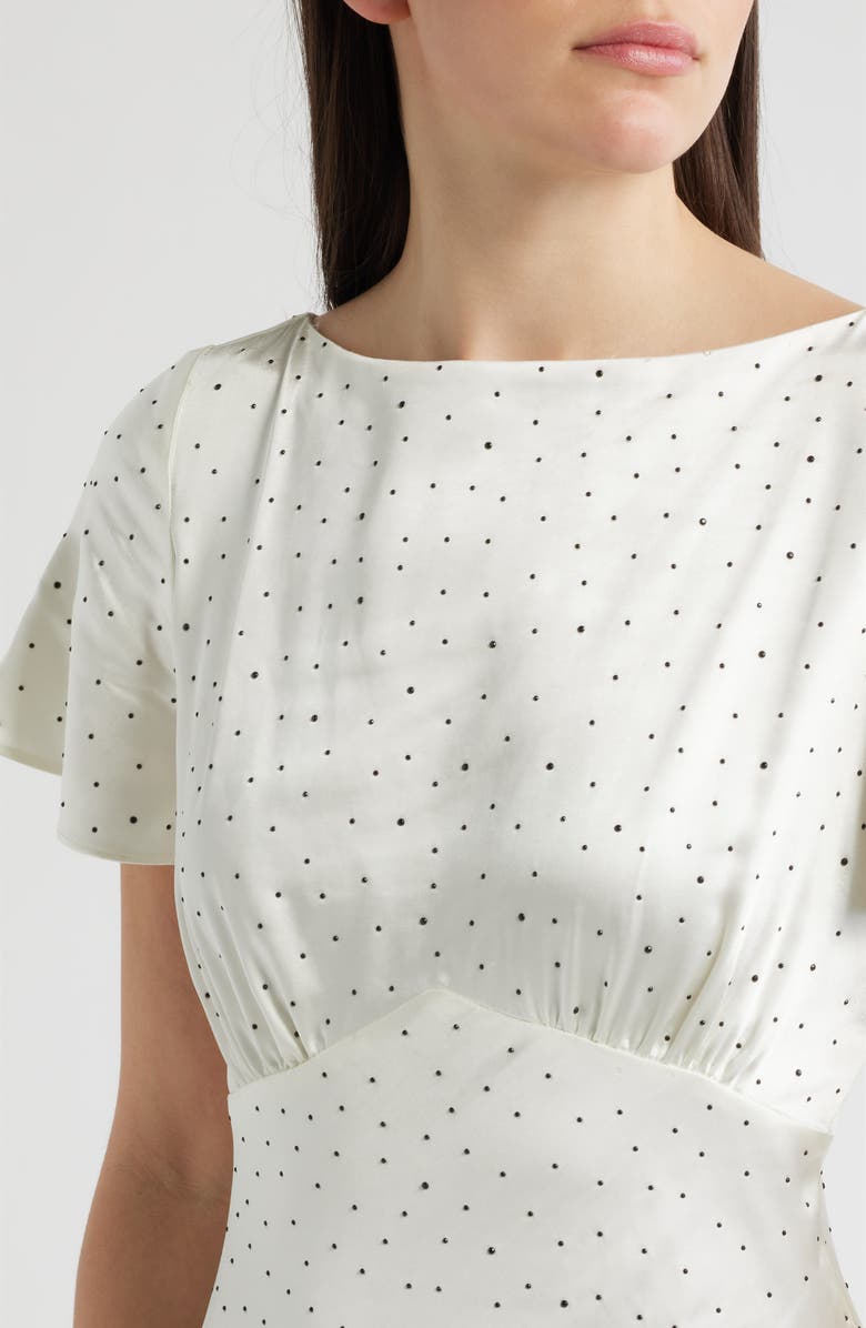 Lucy Paris Anastasia Dot Midi Dress, Alternate, color, Ivory