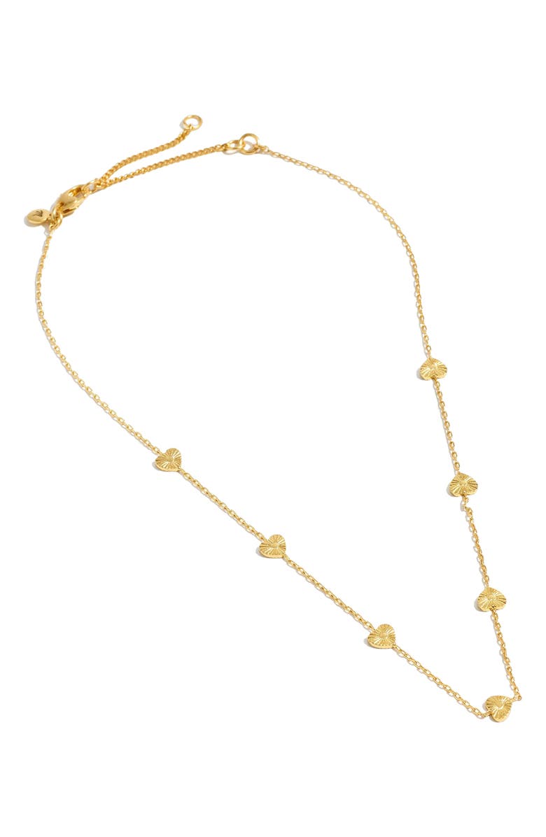 Madewell Etched Heart Delicate Station Necklace, Alternate, color, 