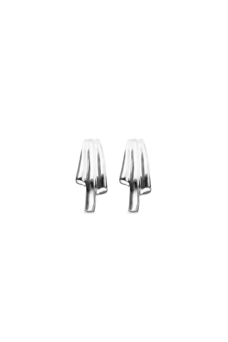 Sterling Silver Plated Three-Tube Earrings, Alternate, color, Silver