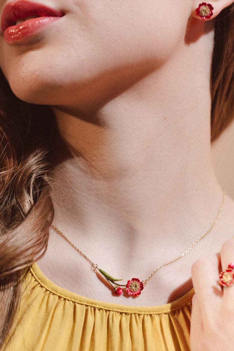Wildflower Necklace, Alternate, color, Red
