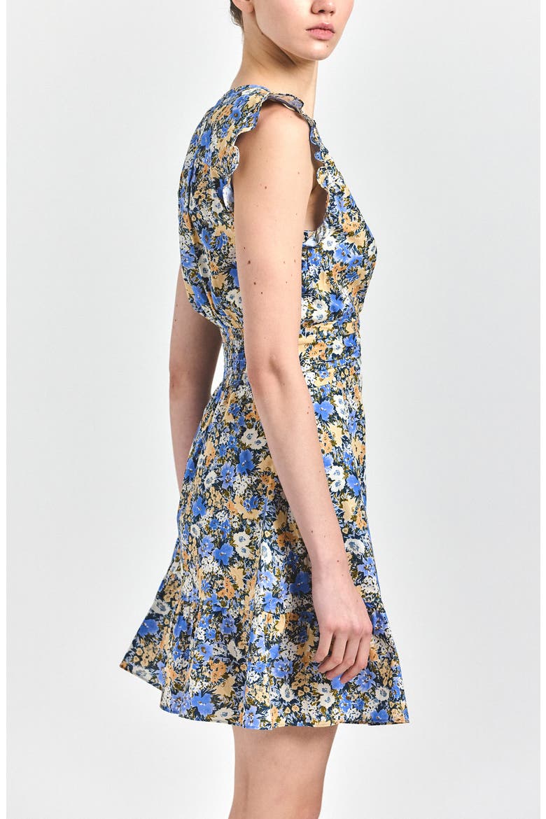 Kris Floral Sleeveless Cotton Minidress, Alternate, color, BLUE TAN BLOOM