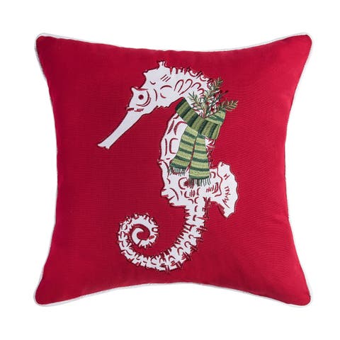 Sea Life Seahorse Christmas Throw Pillow, 18" x 18"