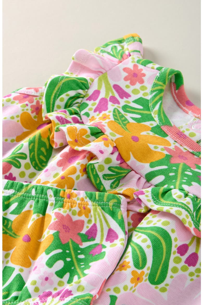Ruffle Yoke Cotton Dress with Bloomers, Alternate, color, WHITE TROPICAL FLORAL