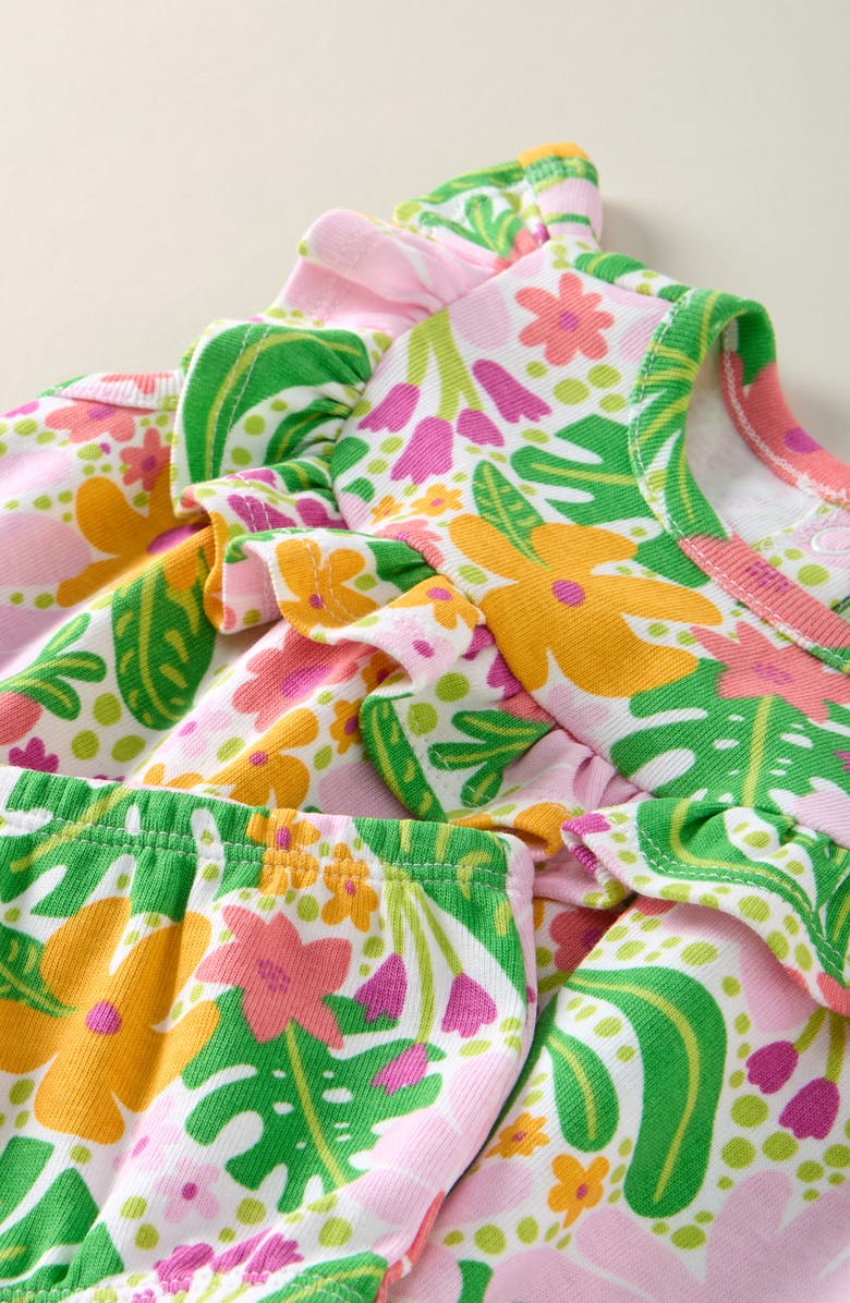 Tucker + Tate Ruffle Yoke Cotton Dress with Bloomers, Alternate, color, White Tropical Floral