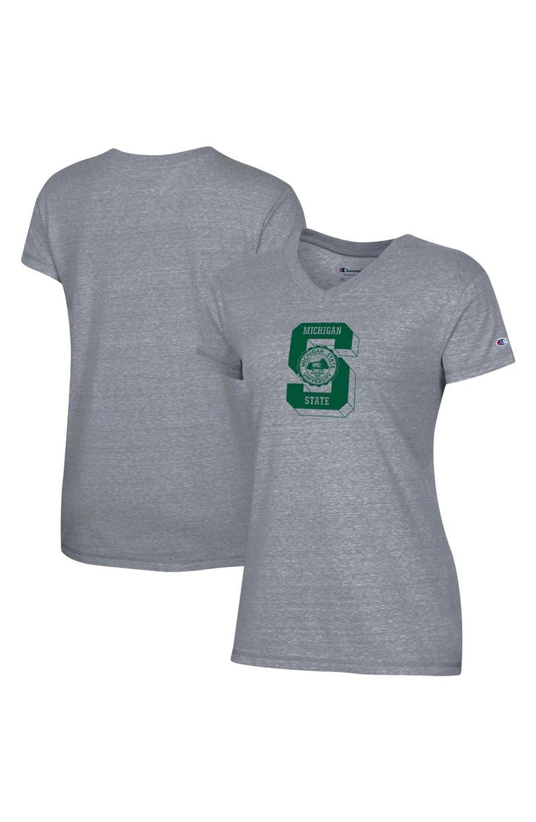 Champion Women's Champion Gray Michigan State Spartans Vault Logo V-Neck T-Shirt, Alternate, color, 