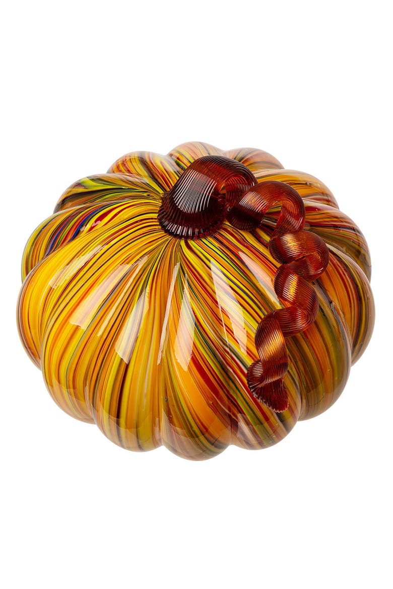 Multi Striped Glass Pumpkins, Alternate, color, Yellow