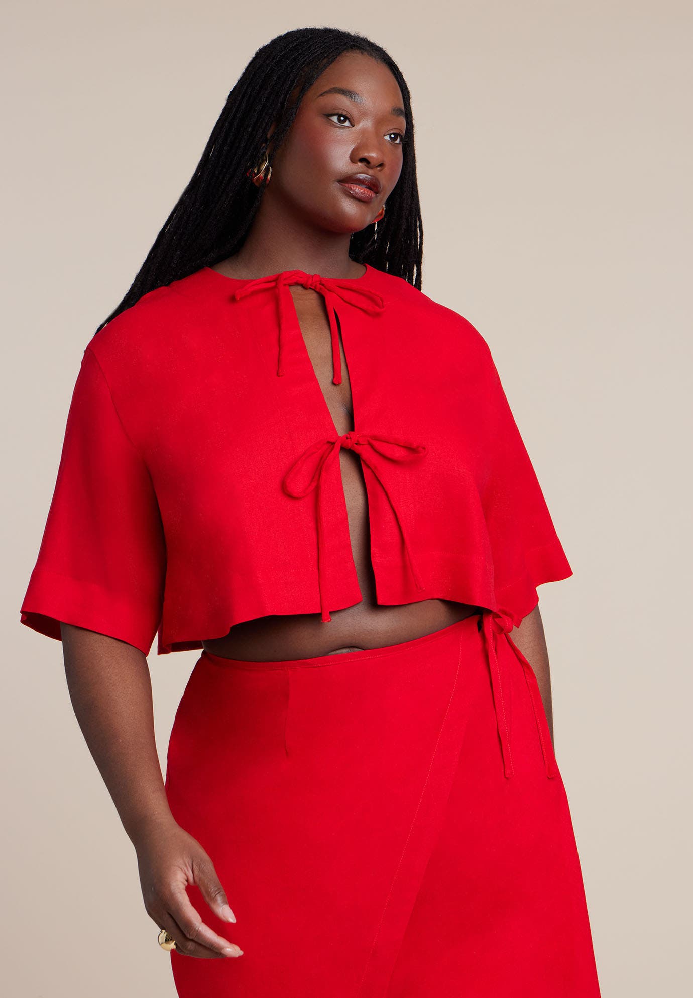 Relaxed Tie Front Linen Top - image 2