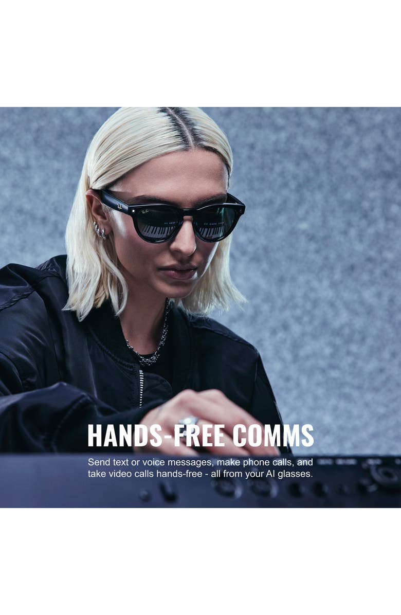 Ray-Ban Meta Wayfarer Gen 2 50mm Square AI Sunglasses, Alternate, color, Shiny Black / Green