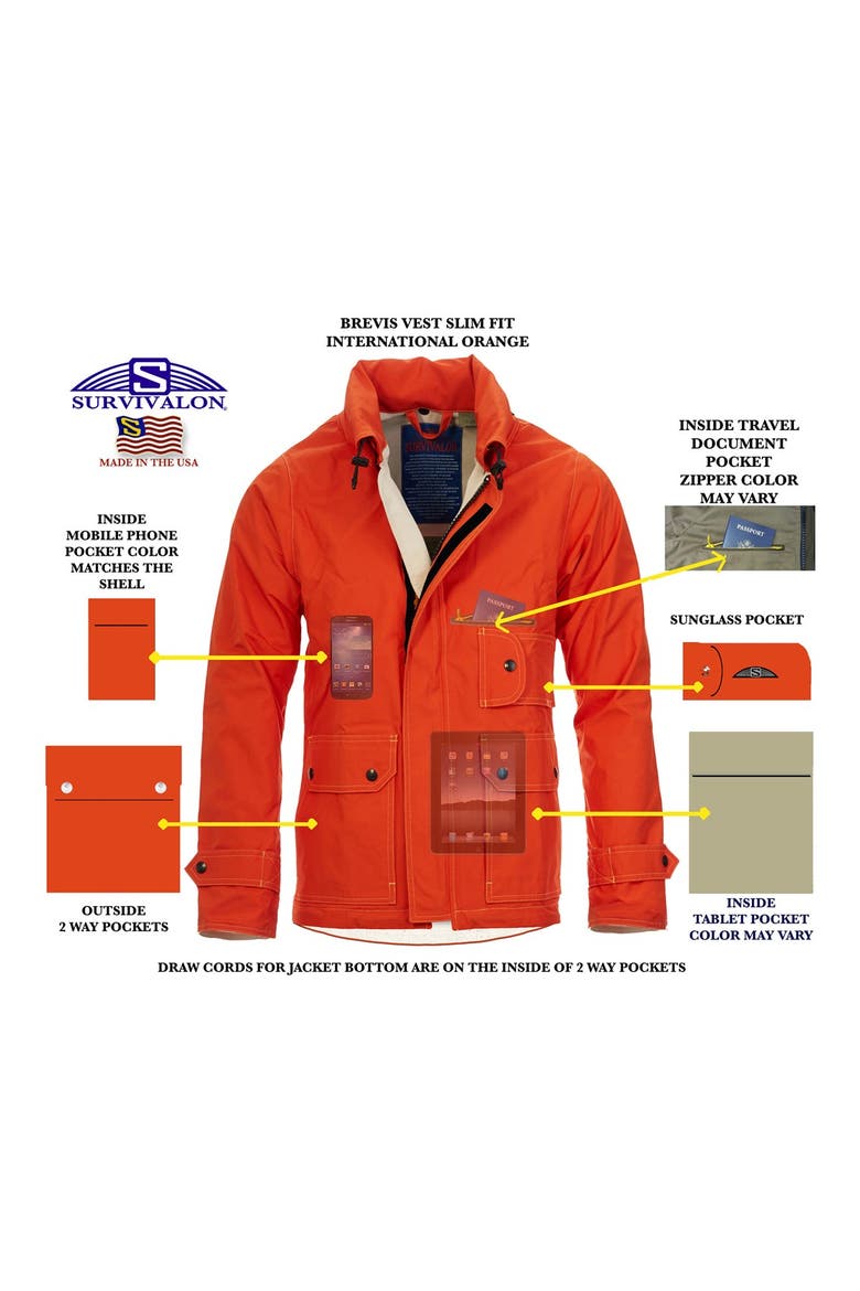 'Brevis' Trim Fit Water Repellent Jacket, Alternate, color, ORANGE