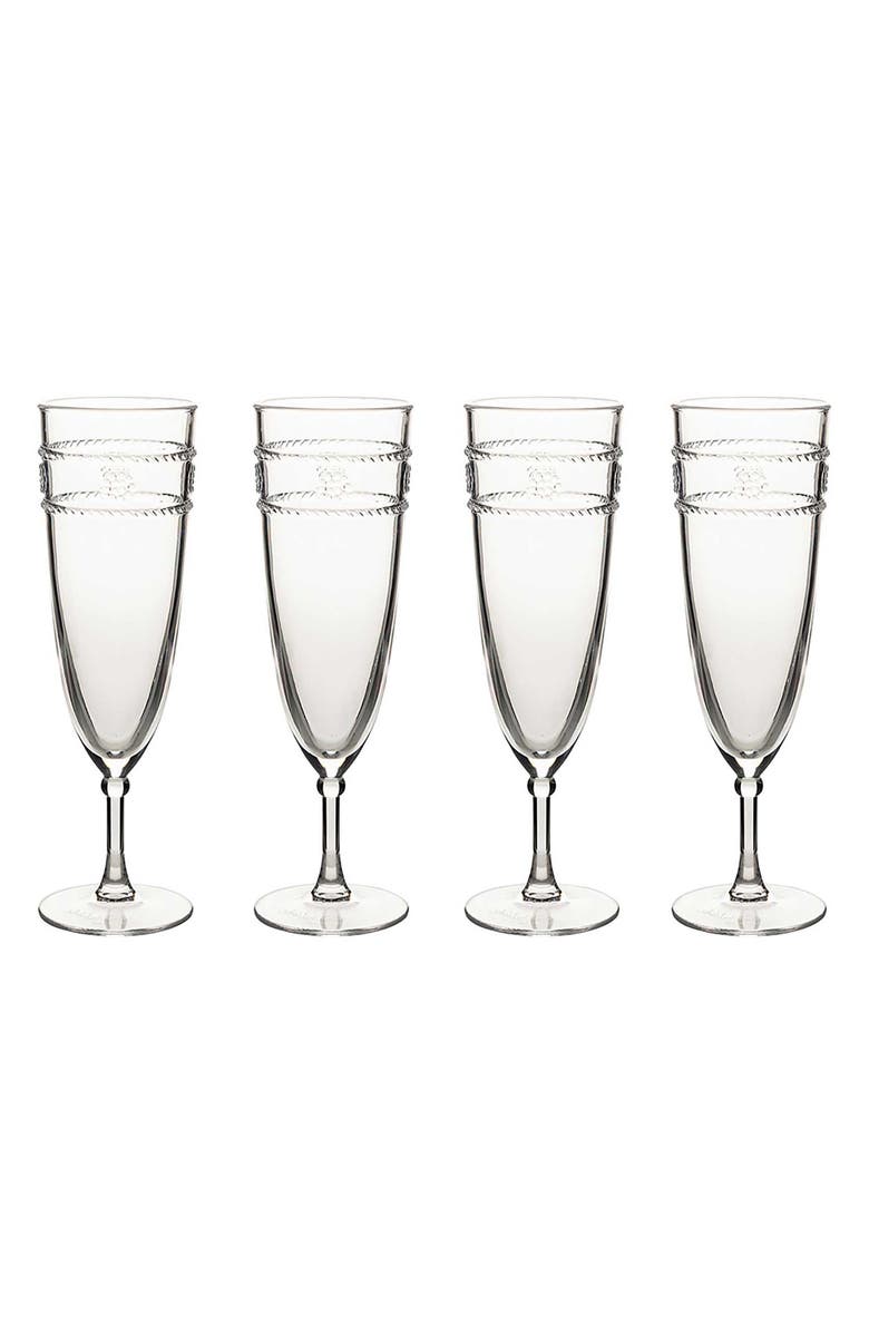 Juliska Isabella Set of 4 Acrylic Champagne Flutes, Main, color, Clear