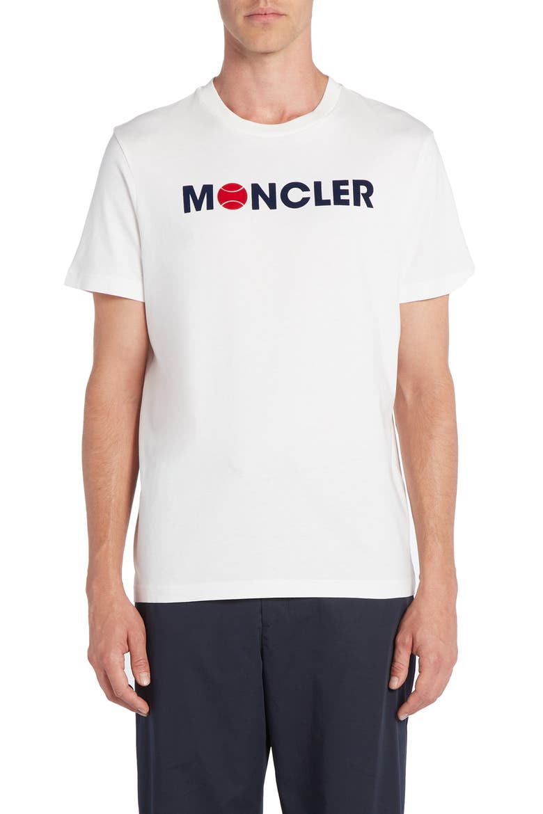 Flocked Logo Cotton T-Shirt, Main, color, SILK WHITE