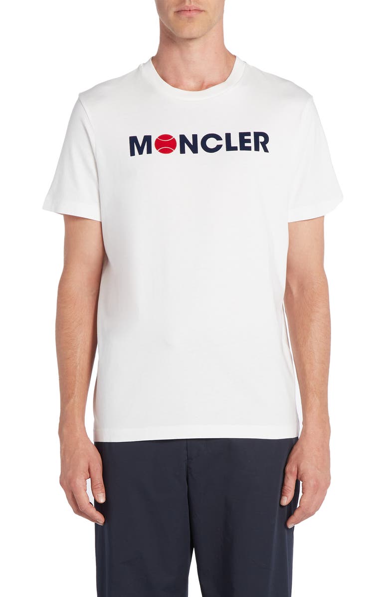 Moncler Flocked Logo Cotton T-Shirt, Main, color, 