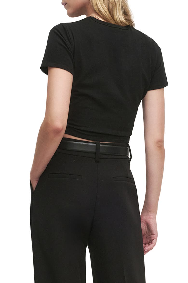 The Laura Stretch Cotton Crop T-Shirt, Alternate, color, BLACK