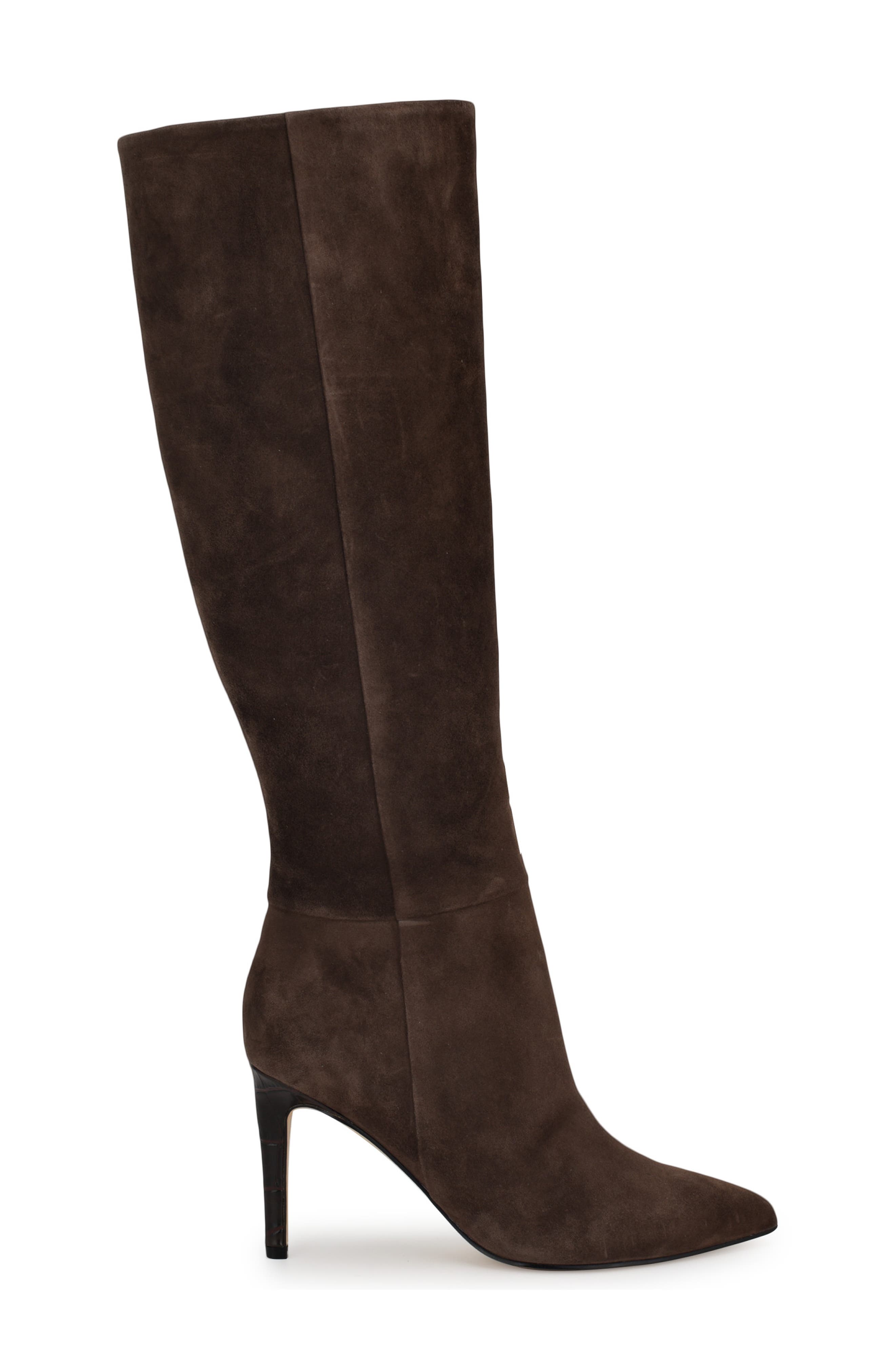 Nine West Richy Pointed Toe Knee High Boot, Alternate, color, Dark Brown