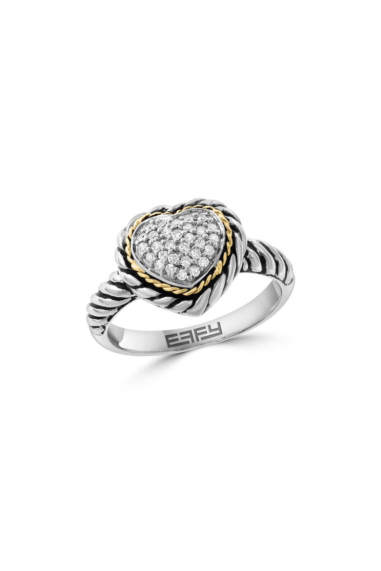 Two-Tone Pavé Diamond Heart Ring, Main, color, YELLOW/SILVER